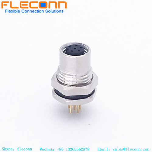 Connettore PCB per montaggio a pannello anteriore M8 a 6 pin