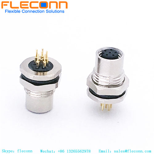 Connettore PCB per montaggio a pannello anteriore M8 a 6 pin