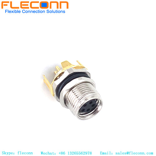 Connettore per montaggio su PCB M8 a 5 pin con supporto schermato