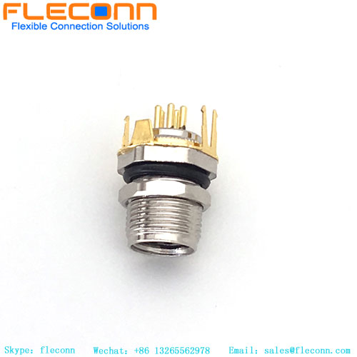 Connettore per montaggio su PCB M8 a 5 pin con supporto schermato