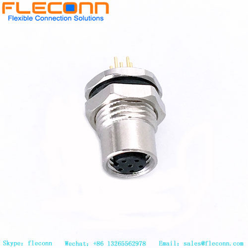 Connettore PCB per montaggio a pannello anteriore M8 a 6 pin