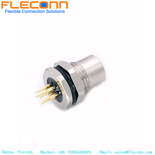 Connettore PCB per montaggio a pannello anteriore M8 a 6 pin