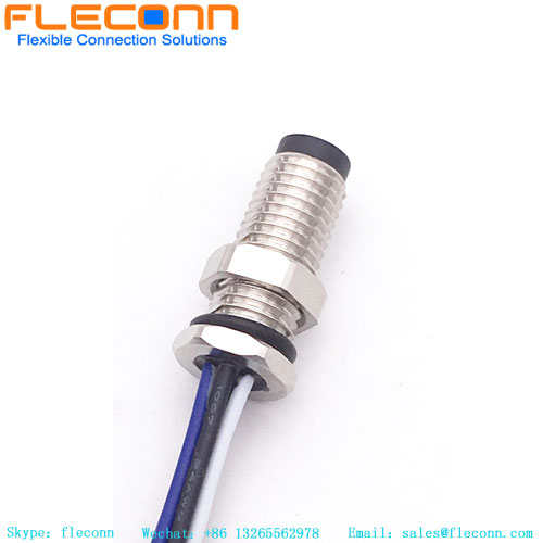 Connettore maschio personalizzato per montaggio a pannello M8 a 5 pin con conduttori