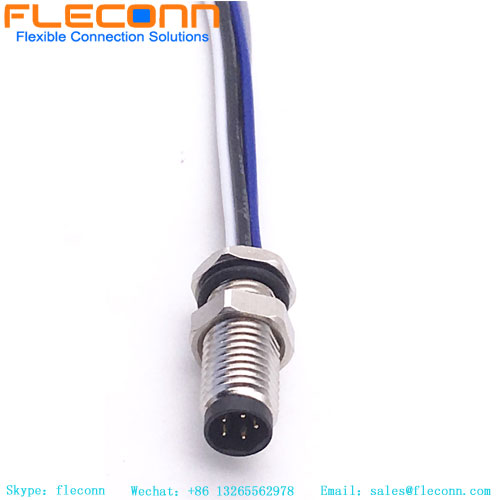 Connettore maschio personalizzato per montaggio a pannello M8 a 5 pin con conduttori