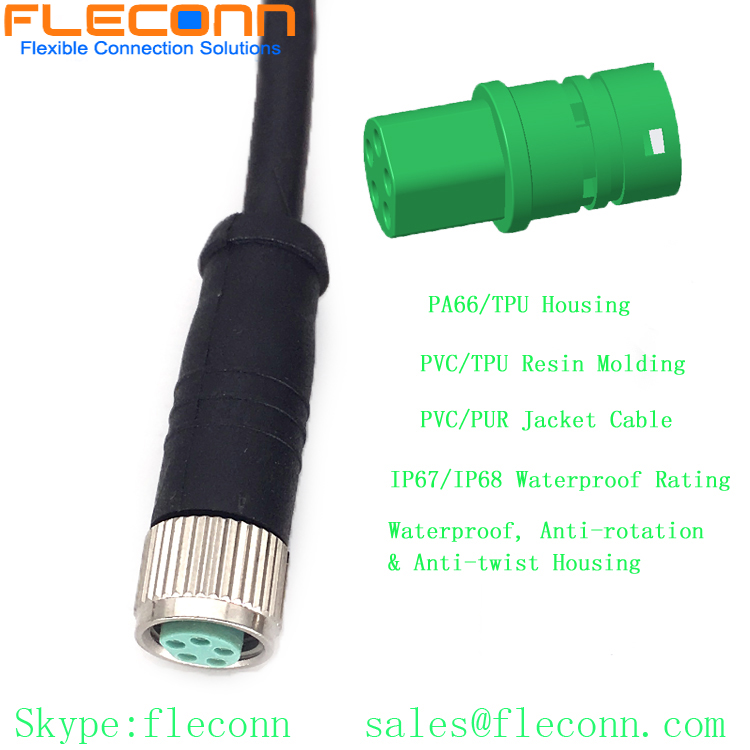 Cavo con spina femmina-femmina a 5 pin con codifica M8 B, cavo connettore impermeabile IP67