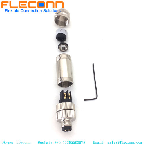 Connettore maschio M8 a 3 pin, guscio in metallo