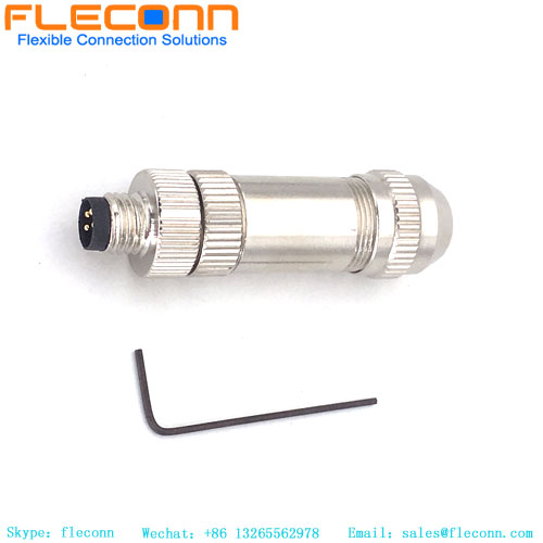 Connettore maschio M8 a 4 pin, schermato in metallo