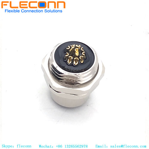 Connettore femmina per montaggio a pannello M12 a 12 pin, filettatura di fissaggio posteriore