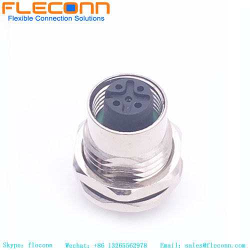 Presa metallica impermeabile per montaggio a pannello femmina M12 a 5 pin