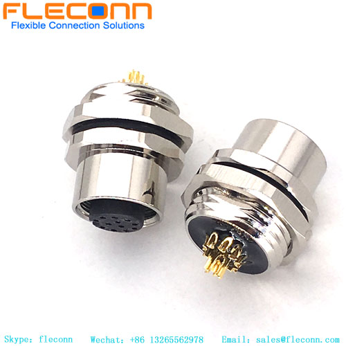 Connettore M12 per montaggio a pannello a 12 poli codice A