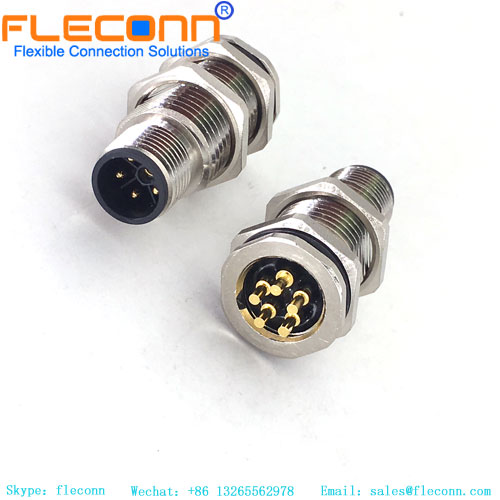 Connettore di alimentazione M12, codifica L, spina maschio per montaggio a pannello a 5 pin