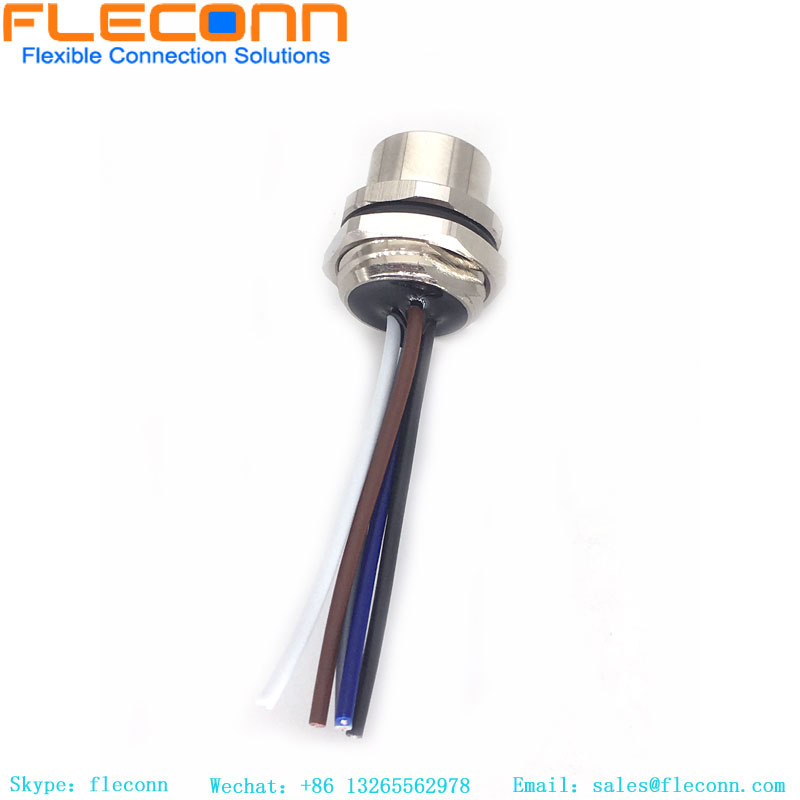 Connettore per montaggio a pannello con codifica A M12 a 5 pin con cavo