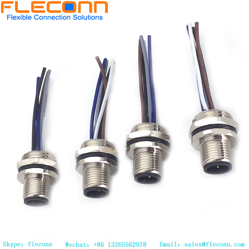 Connettore M12 a 5 poli maschio per montaggio frontale con cavo