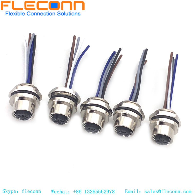 Connettore per montaggio a pannello con codifica A M12 a 5 pin con cavo