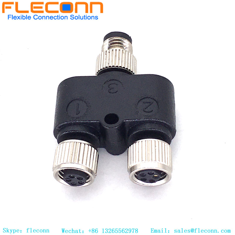 Connettore M8 tipo Y a 3 pin maschio a doppio splitter femmina
