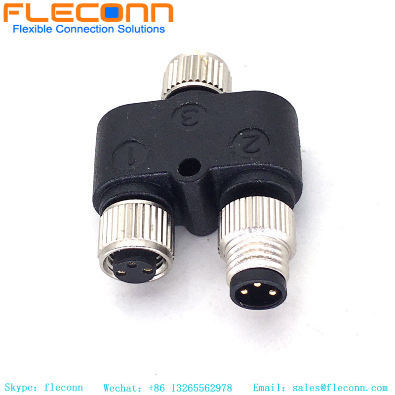 Connettore M8 tipo Y a 3 pin maschio a doppio splitter femmina