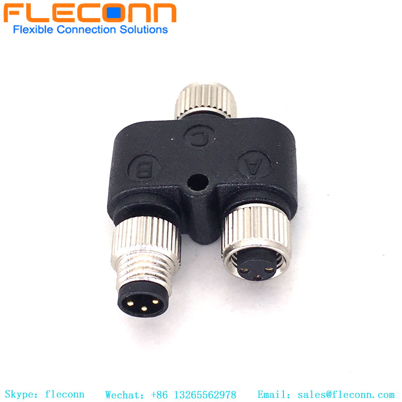 Connettore M8 tipo Y a 3 pin maschio a doppio splitter femmina