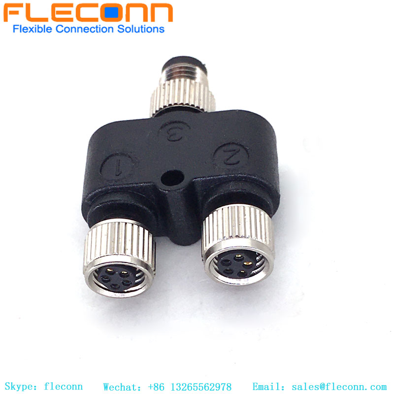 Connettore M8 tipo Y a 3 pin maschio a doppio splitter femmina