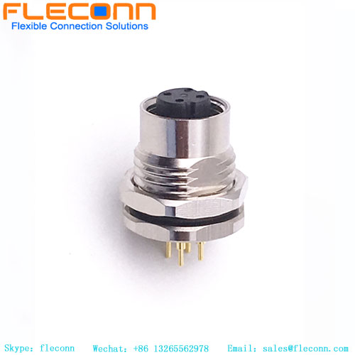 Connettore da pannello femmina con codifica D M12 a 4 pin, montaggio frontale