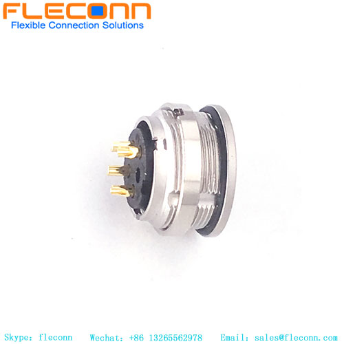 M16 A Codifica connettore femmina per montaggio a pannello con 4 contatti, montaggio posteriore