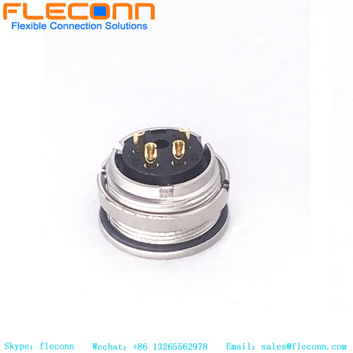 M16 A Codifica connettore femmina per montaggio a pannello con 4 contatti, montaggio posteriore