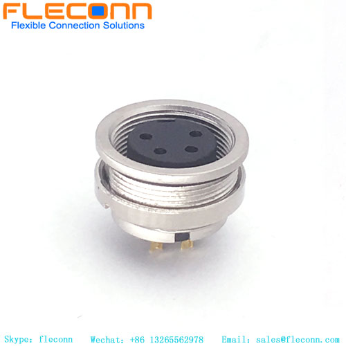 M16 A Codifica connettore femmina per montaggio a pannello con 4 contatti, montaggio posteriore