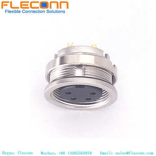 M16 A Codifica connettore femmina per montaggio a pannello con 4 contatti, montaggio posteriore