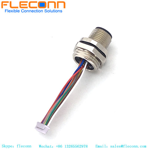 Connettore M12 per montaggio a pannello Codice A 8 poli con cavetti preassemblati