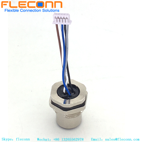Connettore M12 codice A a 5 poli per montaggio a pannello posteriore con cavo per l'automazione di fabbrica