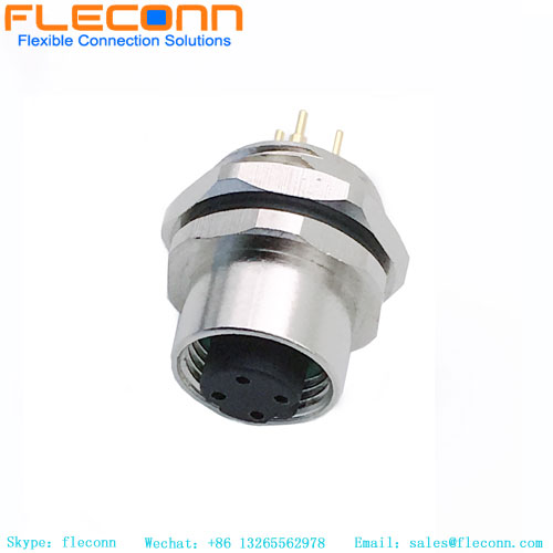 Connettore per montaggio a pannello con codifica D M12 a 4 pin